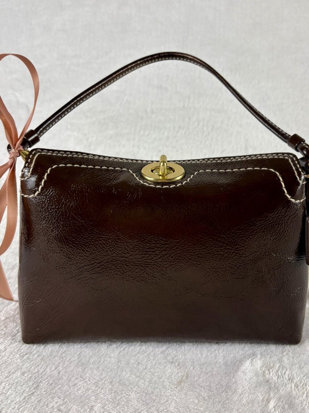 Vintage Coach Hampton Turnlock Mini Bag in Dark Mahogany